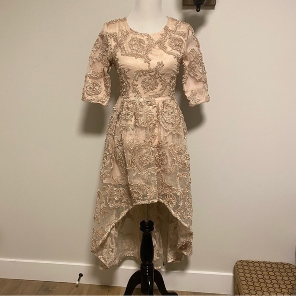 Cardlcq Ribbon High Low Dress